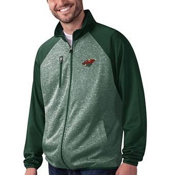Men's G-III Sports by Carl Banks Green Minnesota Wild Runners Raglan Full-Zip Track Jacket