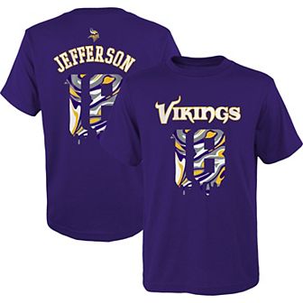 Youth Justin Jefferson Purple Minnesota Vikings Mainliner Drip Player Name & Number T-Shirt
