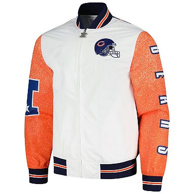 Men's Mitchell & Ness White Chicago Bears Team Burst Warm-Up Full-Zip Jacket