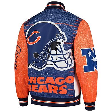 Men's Mitchell & Ness White Chicago Bears Team Burst Warm-Up Full-Zip Jacket