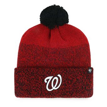 Men's '47 Red Washington Nationals Darkfreeze Cuffed Knit Hat with Pom
