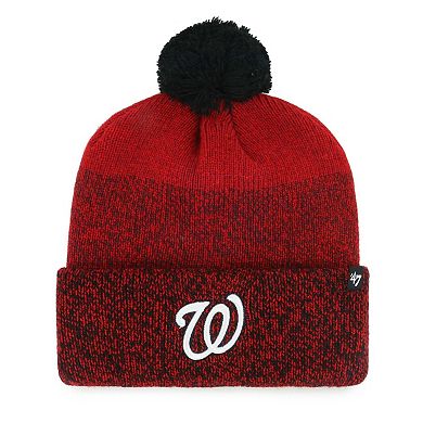 Men's '47 Red Washington Nationals Darkfreeze Cuffed Knit Hat with Pom