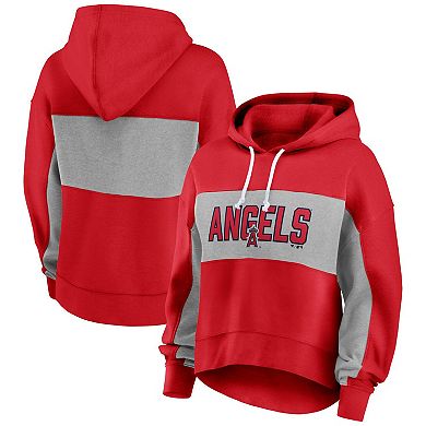 Women's Fanatics Branded Red Los Angeles Angels Filled Stat Sheet Pullover Hoodie
