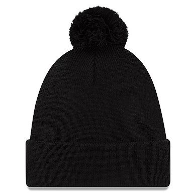 Men's New Era  Black Seattle Sounders FC  Wordmark Pom Cuffed Knit Hat