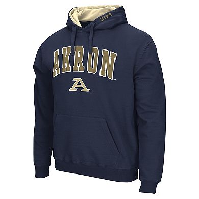 Men's Colosseum  Navy Akron Zips Arch & Logo Pullover Hoodie