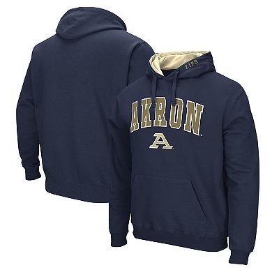 Men's Colosseum  Navy Akron Zips Arch & Logo Pullover Hoodie
