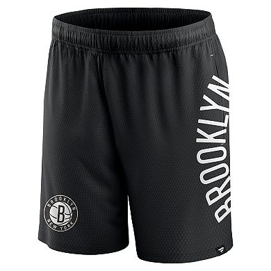 Men's Fanatics Branded Black Brooklyn Nets Post Up Mesh Shorts