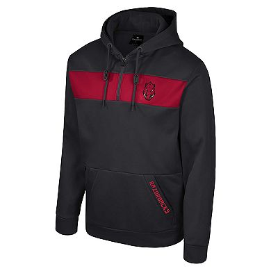 Men's Colosseum Black Arkansas Razorbacks Quarter-Zip Hoodie