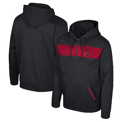 Men's Colosseum Black Arkansas Razorbacks Quarter-Zip Hoodie