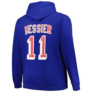 Men's Mitchell & Ness Mark Messier Blue New York Rangers Name & Number Pullover Hoodie
