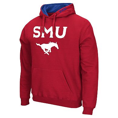 Men's Colosseum Red SMU Mustangs Arch & Logo Pullover Hoodie