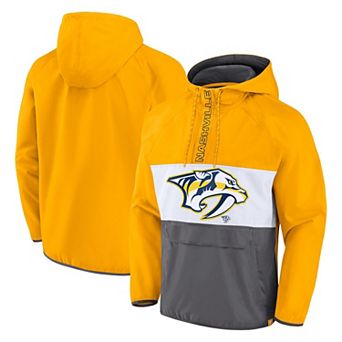 Men's Fanatics Branded Gold Nashville Predators Flagrant Foul Anorak Raglan Half-Zip Hoodie Jacket
