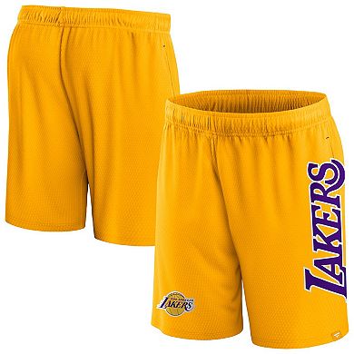 Men's Fanatics Branded Gold Los Angeles Lakers Post Up Mesh Shorts