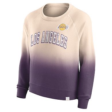 Women's Fanatics Branded Tan/Purple Los Angeles Lakers Lounge Arch Raglan Pullover Sweatshirt