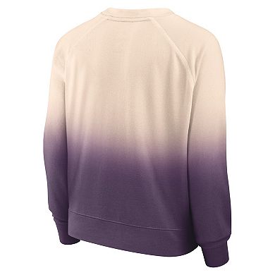 Women's Fanatics Branded Tan/Purple Los Angeles Lakers Lounge Arch Raglan Pullover Sweatshirt