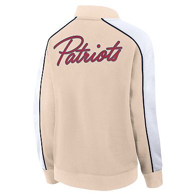 Women's Fanatics Branded Tan New England Patriots Lounge Full-Snap Varsity Jacket