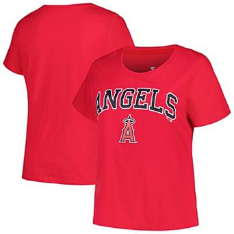 Women's Profile Red Los Angeles Angels Plus Size Arch Logo T-Shirt
