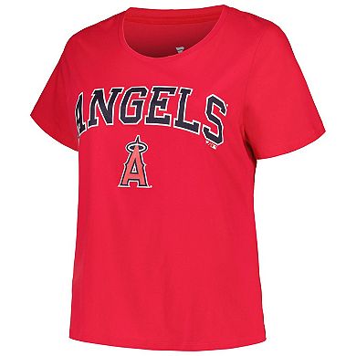 Women's Profile Red Los Angeles Angels Plus Size Arch Logo T-Shirt