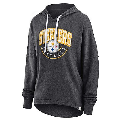 Women's Fanatics Branded Charcoal Pittsburgh Steelers Lightewight Modest Crop Lounge Helmet Arch Pullover Hoodie