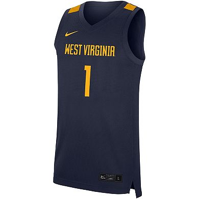 Men's Nike #1 Navy West Virginia Mountaineers Replica Jersey