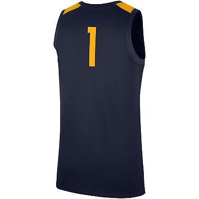 Men's Nike #1 Navy West Virginia Mountaineers Replica Jersey