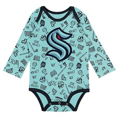 Infant Light Blue Seattle Kraken Dynamic Defender Long Sleeve Bodysuit