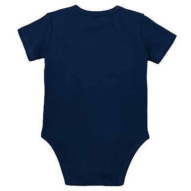 Infant Mitchell & Ness Navy/White Penn State Nittany Lions 3-Pack Bodysuit, Bib and Bootie Set