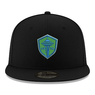 Men's New Era  Black Seattle Sounders FC  Primary Logo 9FIFTY Snapback Hat