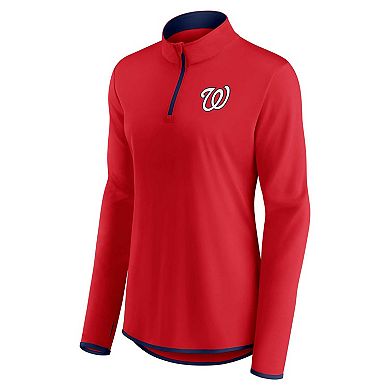 Women's Fanatics Branded Red Washington Nationals Corner Quarter-Zip Top