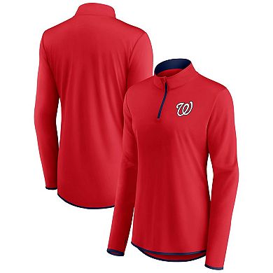 Women's Fanatics Branded Red Washington Nationals Corner Quarter-Zip Top