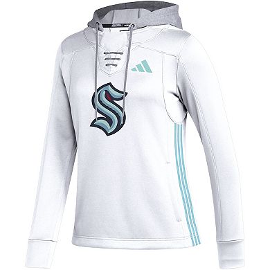 Women's adidas White Seattle Kraken Refresh Skate Lace AEROREADY Pullover Hoodie