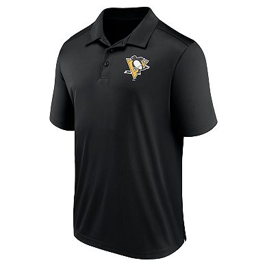 Men's Fanatics Branded Black Pittsburgh Penguins Left Side Block Polo