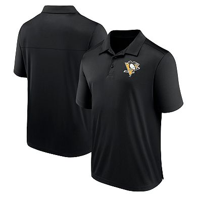 Men's Fanatics Branded Black Pittsburgh Penguins Left Side Block Polo