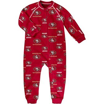 Toddler Scarlet San Francisco 49ers Allover Print Raglan Full-Zip Sleeper