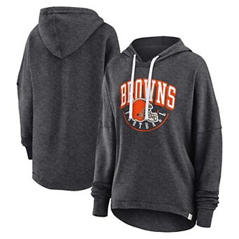 Women's Fanatics Branded Charcoal Cleveland Browns Lounge Helmet Arch Pullover Hoodie