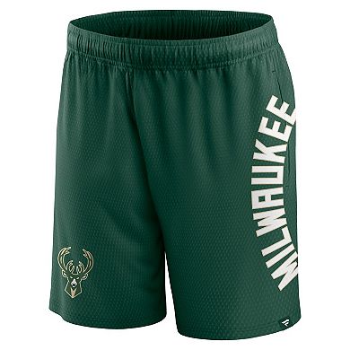 Men's Fanatics Branded Hunter Green Milwaukee Bucks Post Up Mesh Shorts