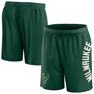 Men's Fanatics Branded Hunter Green Milwaukee Bucks Post Up Mesh Shorts
