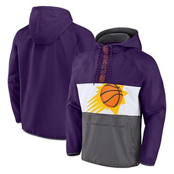Men's Fanatics Branded Purple/Gray Phoenix Suns Anorak Flagrant Foul Color-Block Raglan Hoodie Half-Zip Jacket