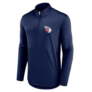 Men's Fanatics Branded Navy Cleveland Guardians Quarterback Quarter-Zip Top
