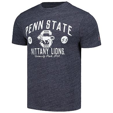 Men's League Collegiate Wear Heather Navy Penn State Nittany Lions Bendy Arch Victory Falls Tri-Blend T-Shirt