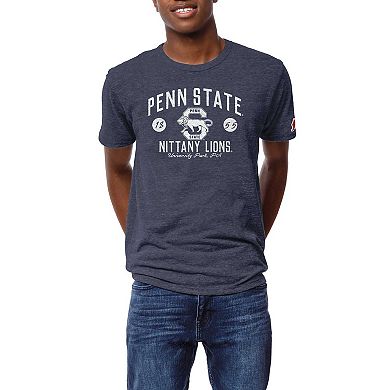 Men's League Collegiate Wear Heather Navy Penn State Nittany Lions Bendy Arch Victory Falls Tri-Blend T-Shirt