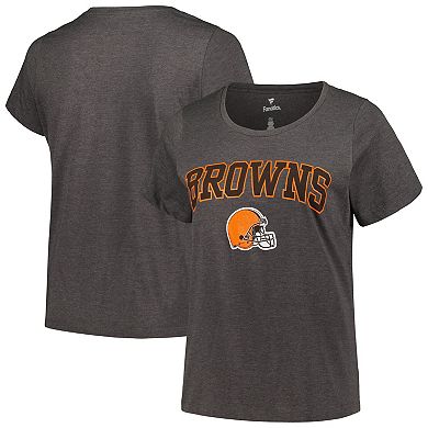 Women's Fanatics Branded Heather Charcoal Cleveland Browns Arch Over Logo Plus Size T-Shirt