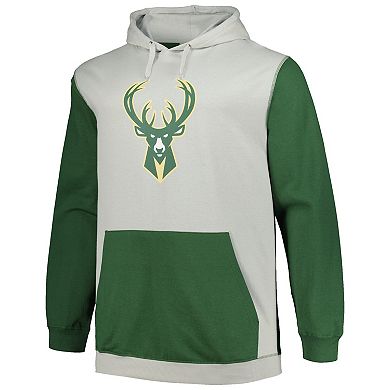 Men's Fanatics Branded Hunter Green/Silver Milwaukee Bucks Big & Tall Primary Arctic Pullover Hoodie