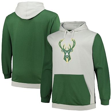 Men's Fanatics Branded Hunter Green/Silver Milwaukee Bucks Big & Tall Primary Arctic Pullover Hoodie