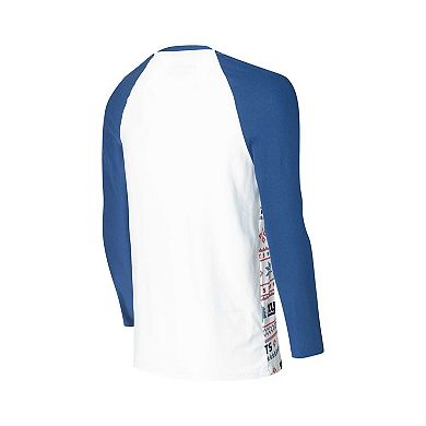 Men's Concepts Sport White/Royal New York Giants Tinsel Raglan Long Sleeve T-Shirt & Pants Sleep Set