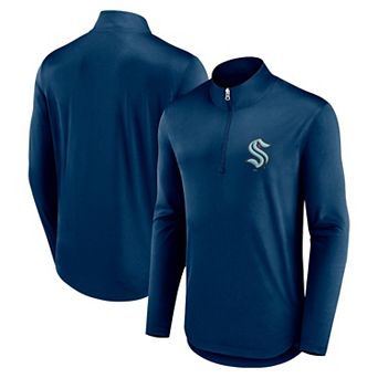 Men's Fanatics Branded Deep Sea Blue Seattle Kraken Mock Neck Quarter-Zip Top