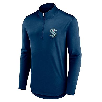 Men's Fanatics Branded Deep Sea Blue Seattle Kraken Mock Neck Quarter-Zip Top