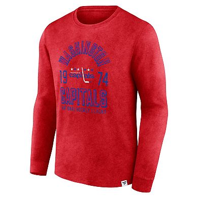 Men's Fanatics Branded Heather Red Washington Capitals Keep The Zone Long Sleeve T-Shirt