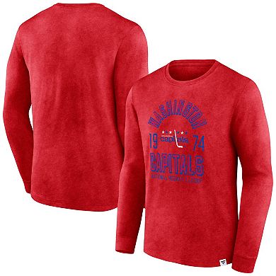 Men's Fanatics Branded Heather Red Washington Capitals Keep The Zone Long Sleeve T-Shirt