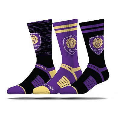 Men's Strideline Orlando City SC Premium 3-Pack Knit Crew Socks Set